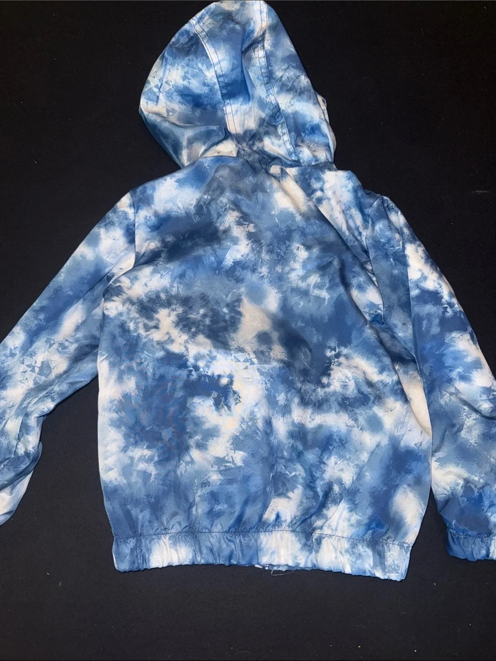 Blue Tie-Dye Hooded Windbreaker Jacket